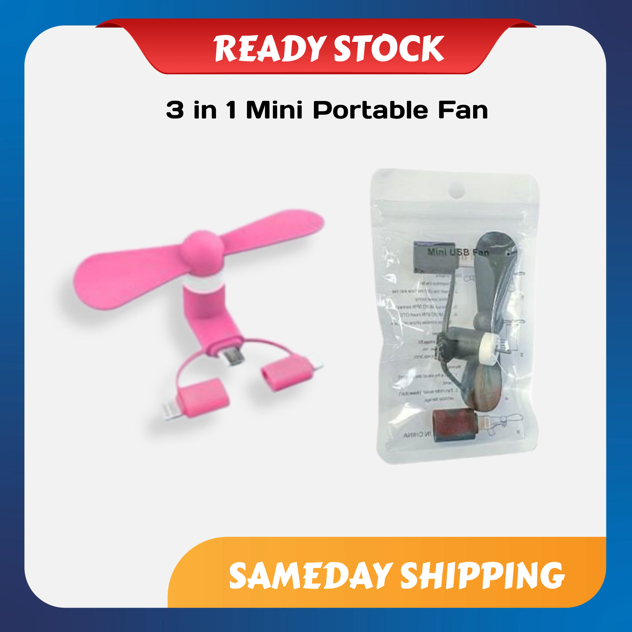 3 in 1 mini usb fan for micro usb, type c & lightning 3 in 1 mini usb fan for micro usb, type c & lightning