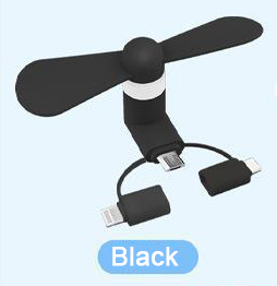 3 in 1 mini usb fan for micro usb, type c & lightning