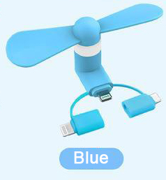 3 in 1 mini usb fan for micro usb, type c & lightning
